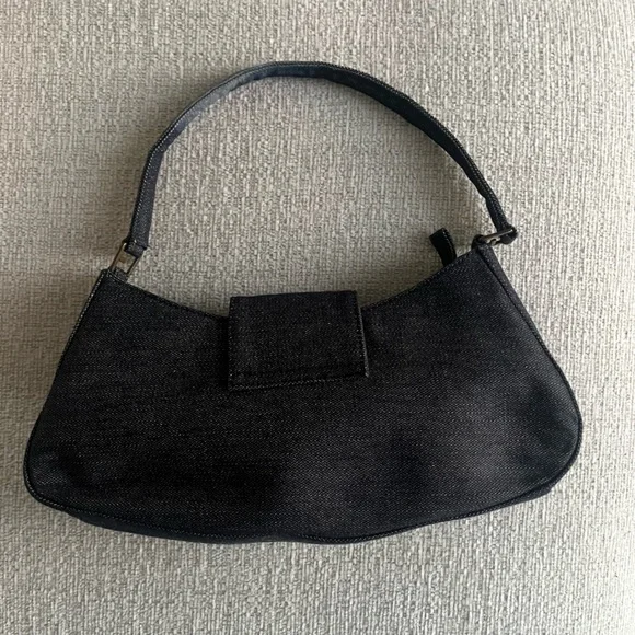 Vintage Y2K GUESS Dark Denim Shoulder Bag  With Rhinestones - Picture 2 of 5